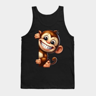 Cute Monkey Peeking Round A Corner Tank Top